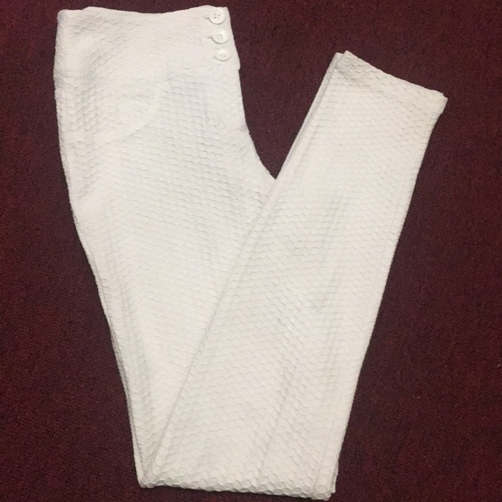 White stretchy pants